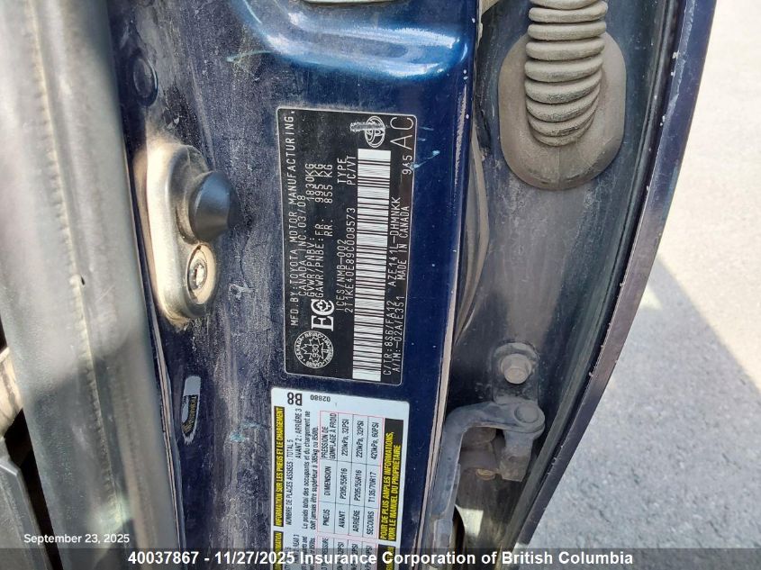 2009 Toyota Corolla Matrix S VIN: 2T1KE40E89C008573 Lot: 40037867