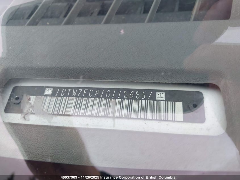 2012 GMC Savana G2500 VIN: 1GTW7FCA1C1136357 Lot: 40037909