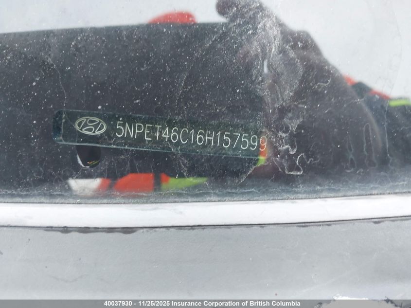 2006 Hyundai Sonata Gl VIN: 5NPET46C16H157599 Lot: 40037930