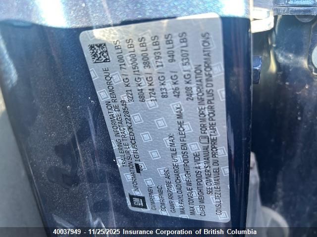 2019 GMC Sierra K1500 Elevation VIN: 1GTU9CED0KZ228549 Lot: 40037949