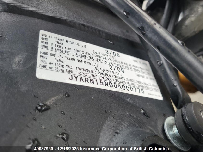 JYARN15N06A000775 2006 YAMAHA YZF photo no. 5