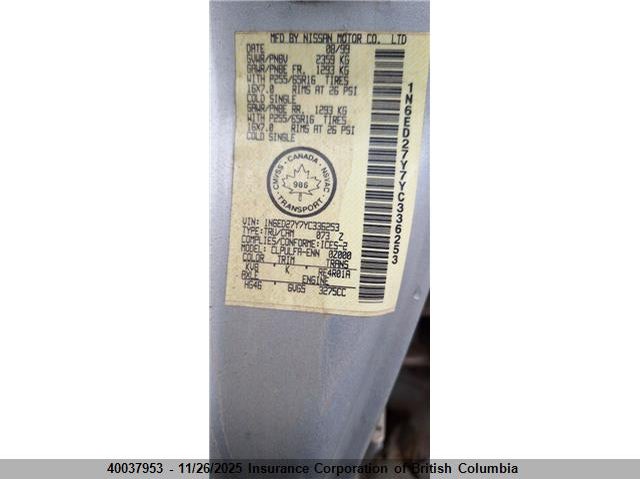 1N6ED27Y7YC336253 2000 NISSAN NAVARA (FRONTIER) photo no. 5