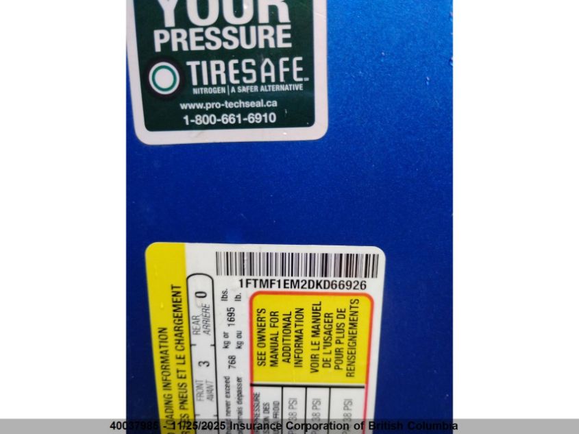 2013 Ford F150 VIN: 1FTMF1EM2DKD66926 Lot: 40037985