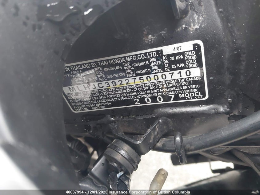 MLHJC392275000710 2007 HONDA CBR photo no. 13