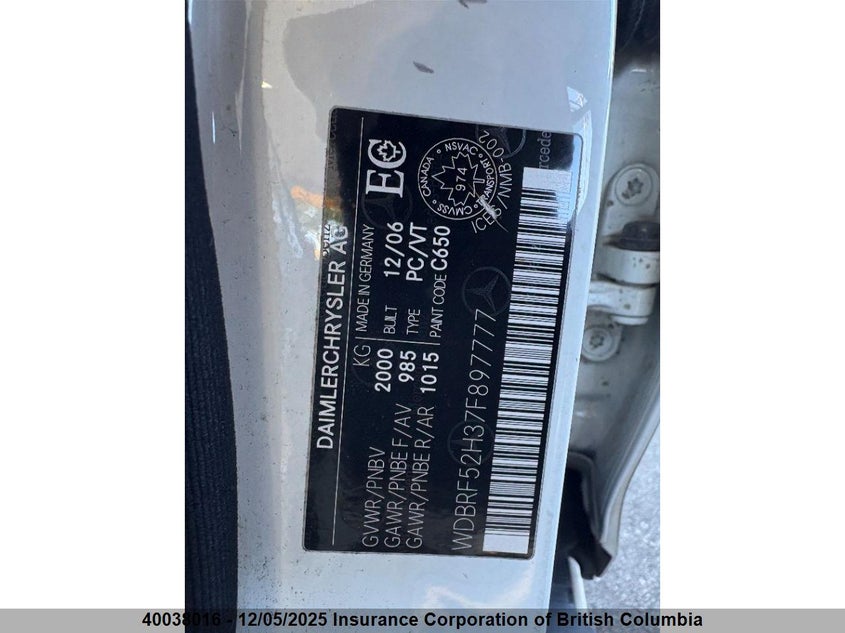 WDBRF52H37F897777 2007 MERCEDES-BENZ  photo no. 7