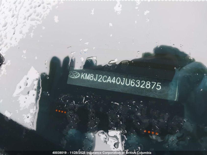 2018 Hyundai Tucson Se VIN: KM8J2CA40JU632875 Lot: 40038019