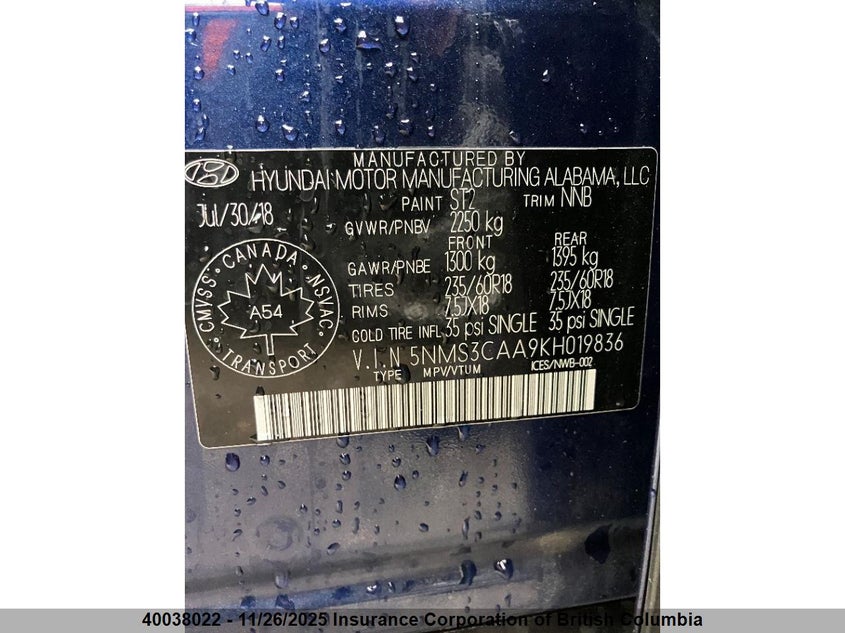 5NMS3CAA9KH019836 2019 HYUNDAI SANTA FE photo no. 5