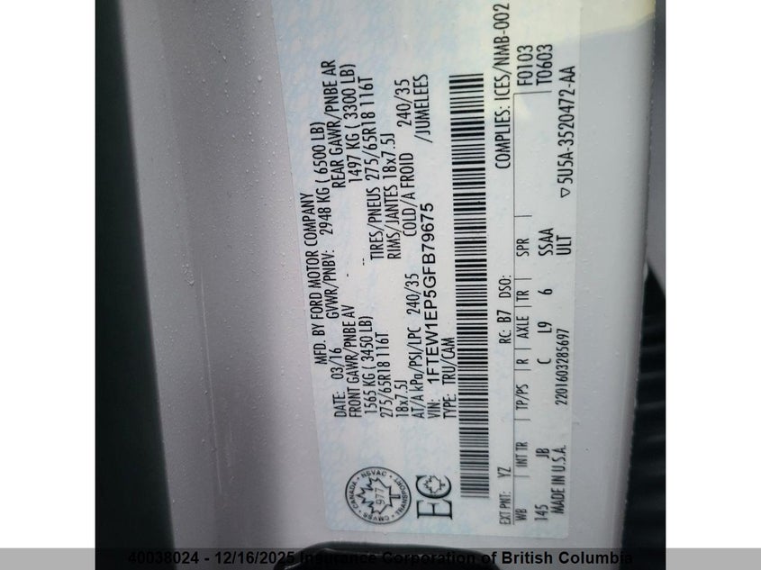 1FTEW1EP5GFB79675 2016 FORD F-150 photo no. 11