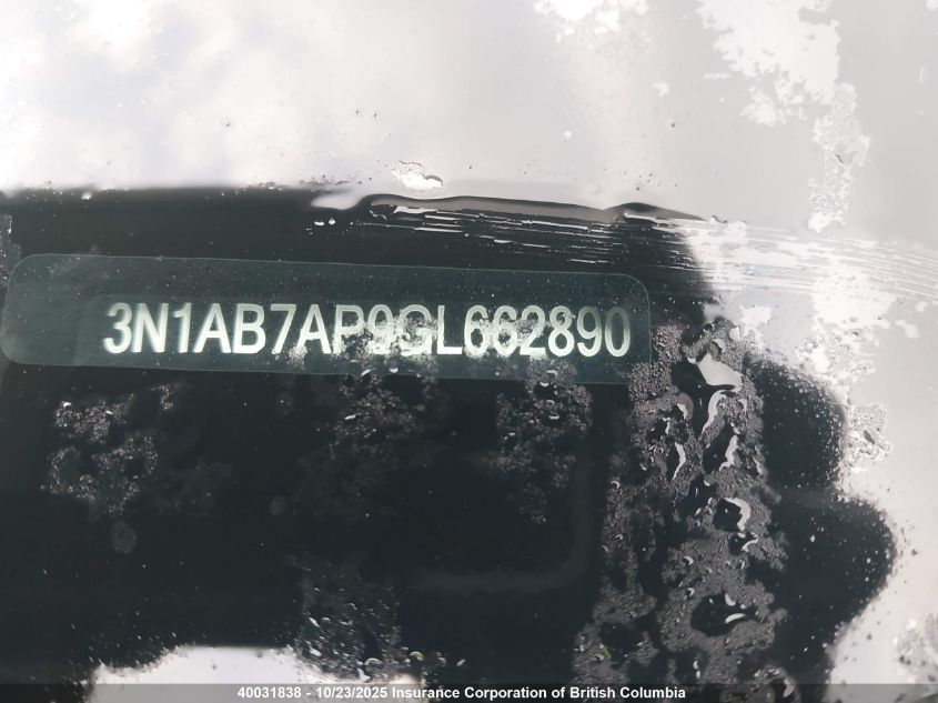 2016 Nissan Sentra S/Sv/Sr/Sl VIN: 3N1AB7AP9GL662890 Lot: 40031838