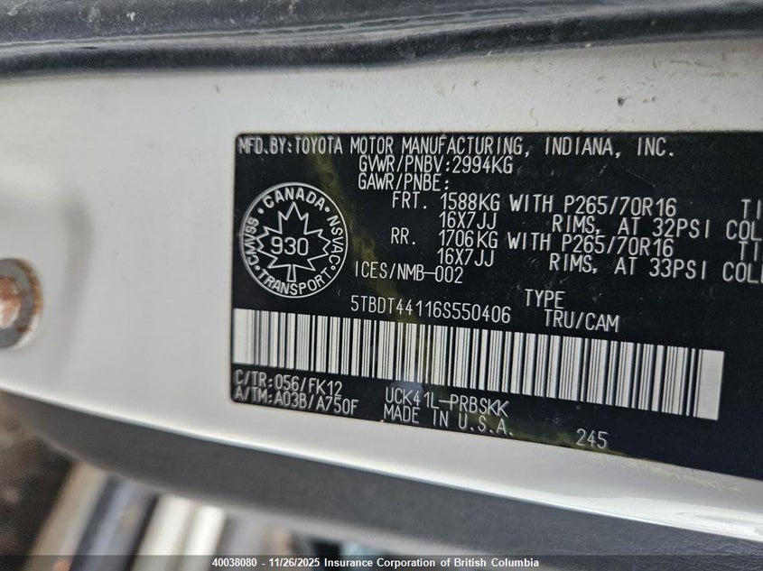 5TBDT44116S550406 2006 TOYOTA TUNDRA photo no. 6