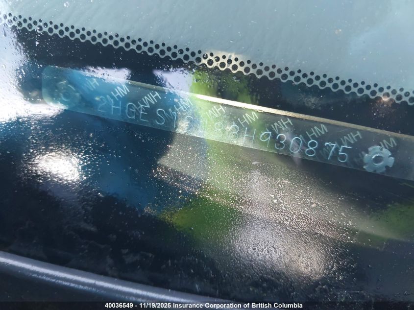 2003 Honda Civic Dx VIN: 2HGES16483H930875 Lot: 40036549