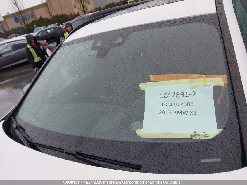 2019 BMW X3 VIN: 5UXTS3C5XKLR73533 Lot: 40038131