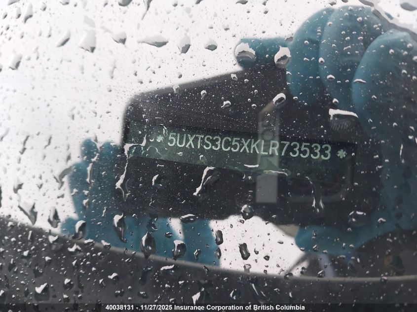 2019 BMW X3 VIN: 5UXTS3C5XKLR73533 Lot: 40038131