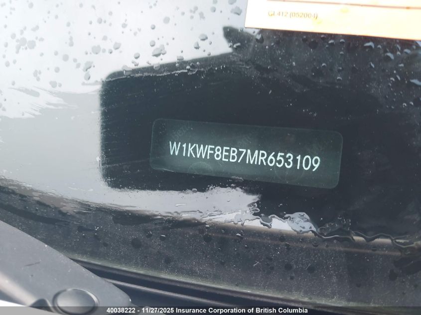 2021 Mercedes-Benz C 300 4Matic VIN: W1KWF8EB7MR653109 Lot: 40038222