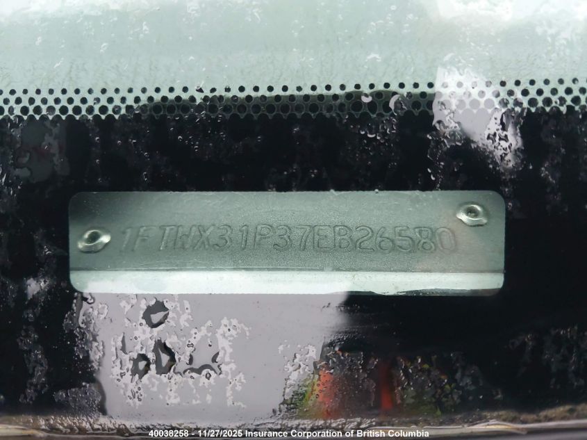 2007 Ford F350 VIN: 1FTWX31P37EB26580 Lot: 40038258