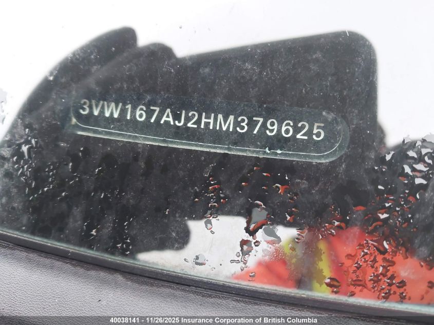 2017 Volkswagen Jetta S VIN: 3VW167AJ2HM379625 Lot: 40038141