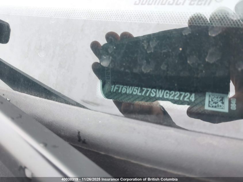 2025 Ford F150 VIN: 1FT6W5L77SWG22724 Lot: 40038319