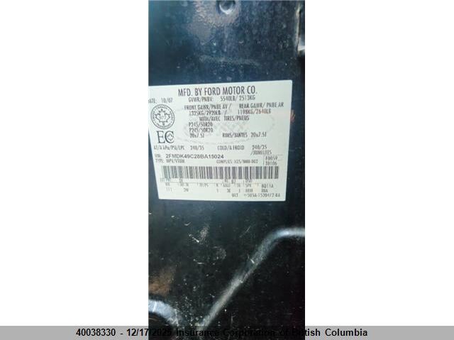 2FMDK49C28BA15024 2008 FORD EDGE photo no. 8