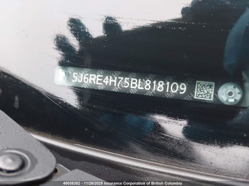 2011 Honda Cr-V VIN: 5J6RE4H75BL818109 Lot: 40038352