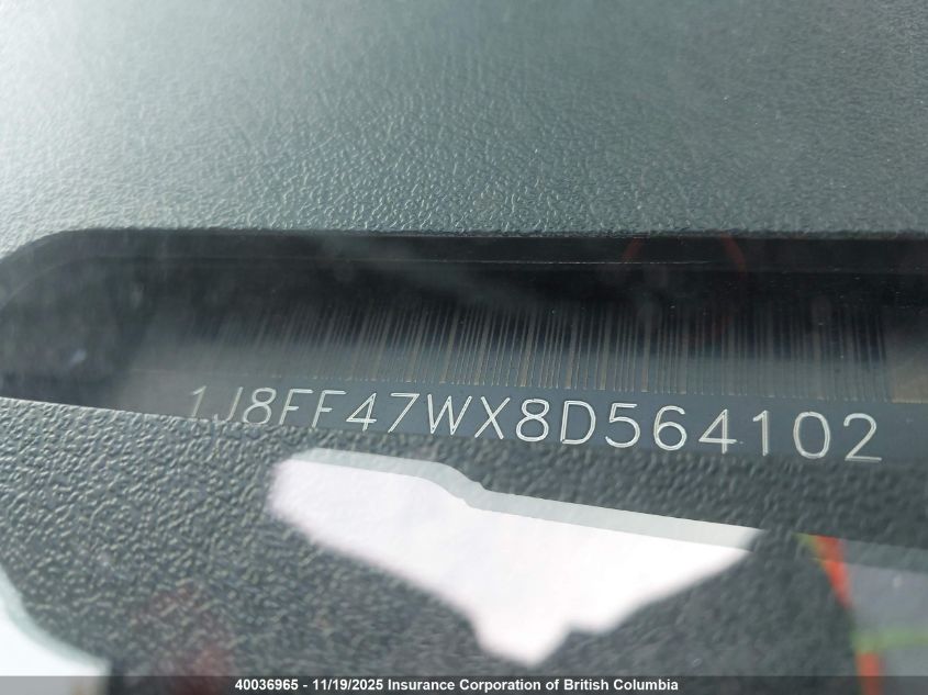 2008 Jeep Compass Sport VIN: 1J8FF47WX8D564102 Lot: 40036965