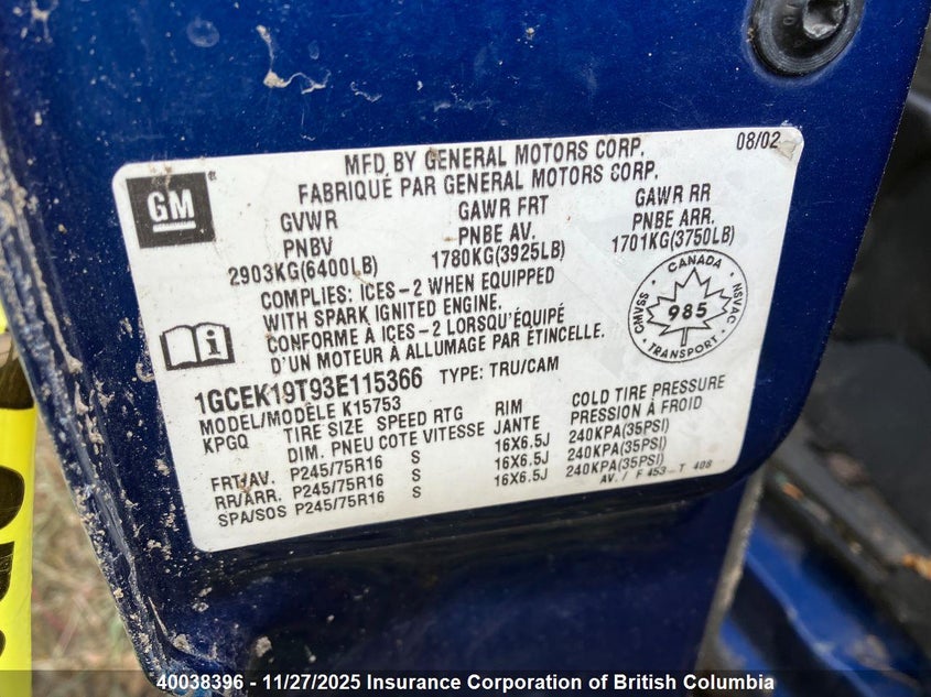 1GCEK19T93E115366 2003 CHEVROLET SILVERADO photo no. 6