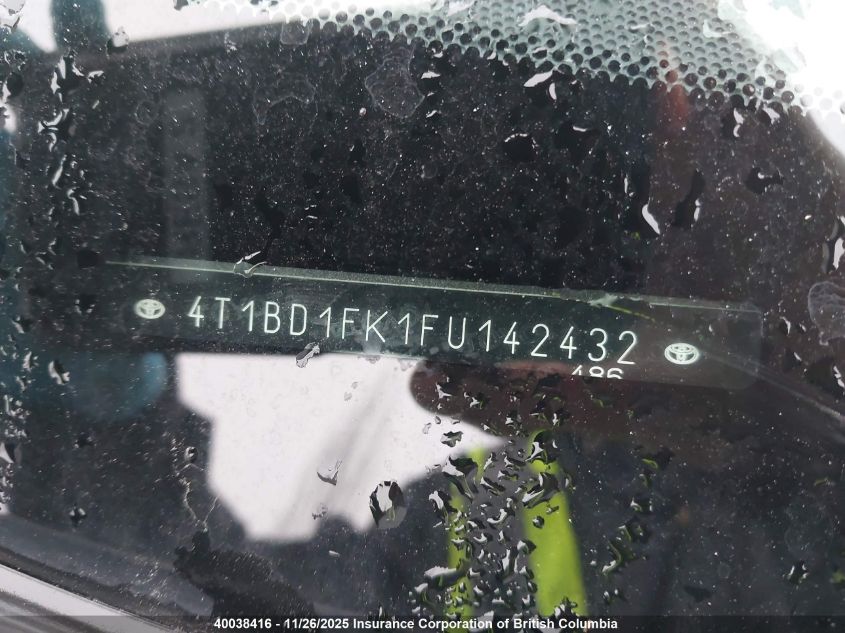 2015 Toyota Camry VIN: 4T1BD1FK1FU142432 Lot: 40038416