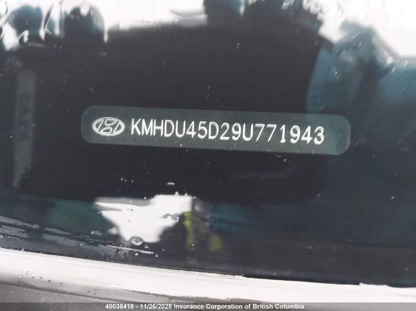 2009 Hyundai Elantra Gls/Se VIN: KMHDU45D29U771943 Lot: 40038418