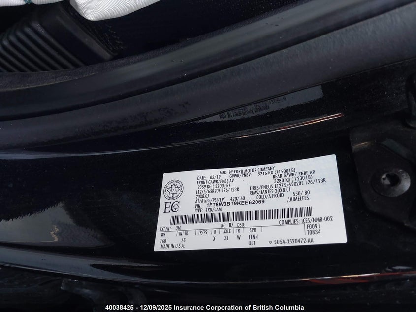 1FT8W3BT9KEE62069 2019 FORD F350 photo no. 9
