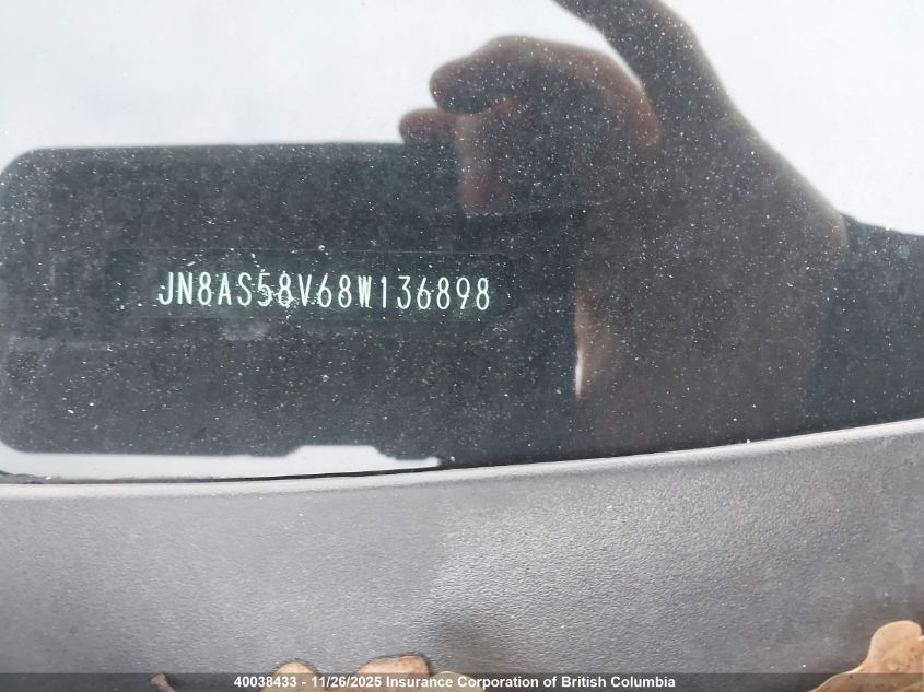 2008 Nissan Rogue VIN: JN8AS58V68W136898 Lot: 40038433