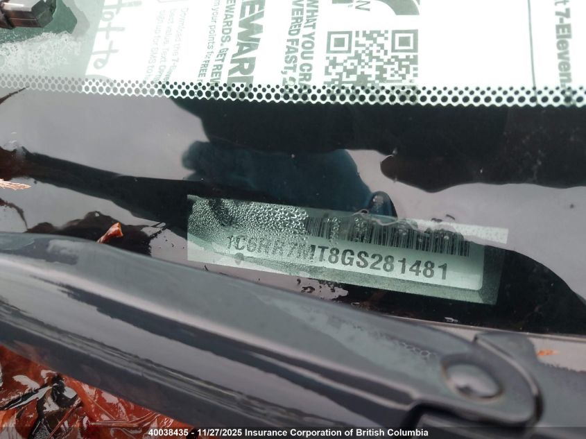 2016 Ram 1500 Sport VIN: 1C6RR7MT8GS281481 Lot: 40038435