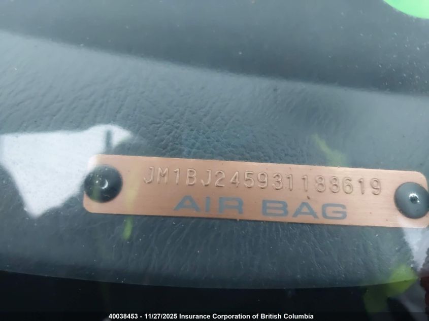 2003 Mazda Protege Pr5 VIN: JM1BJ245931188619 Lot: 40038453