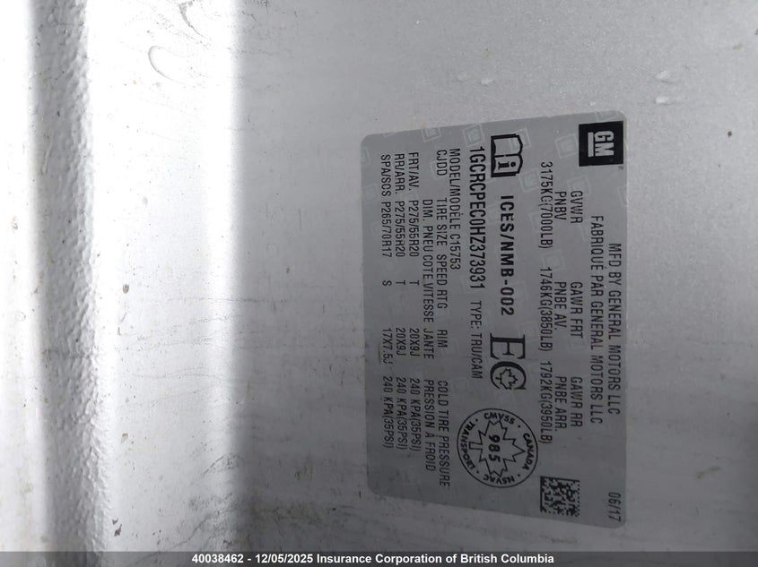 1GCRCPEC0HZ373931 2017 CHEVROLET SILVERADO photo no. 9