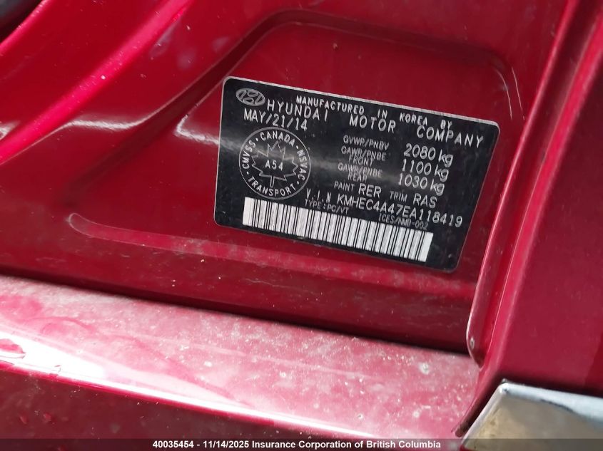 2014 Hyundai Sonata Hybrid Hybrid VIN: KMHEC4A47EA118419 Lot: 40035454