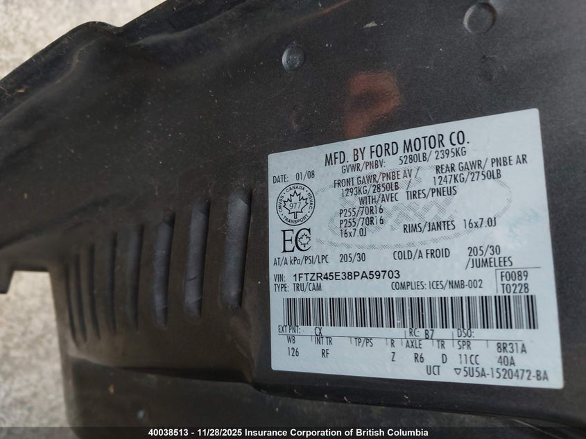 1FTZR45E38PA59703 2008 FORD RANGER photo no. 9