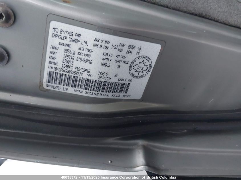 1997 Dodge Grand Caravan Le/Es VIN: 1B4GP54R8VB358973 Lot: 40035372