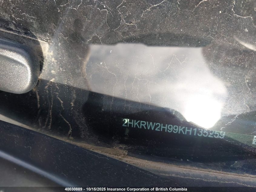 2019 Honda Cr-V Touring VIN: 2HKRW2H99KH135259 Lot: 40030889