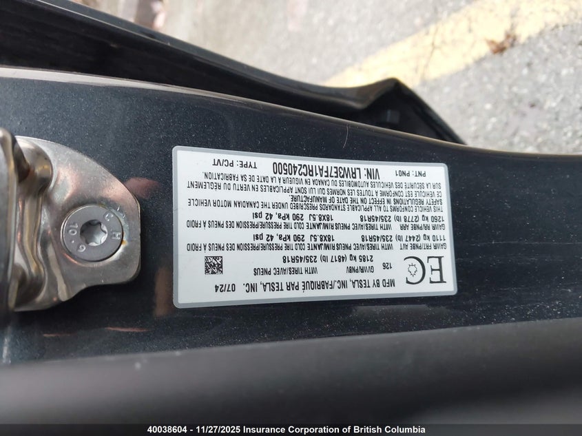 LRW3E7FA1RC240500 2024 TESLA MODEL 3 photo no. 9