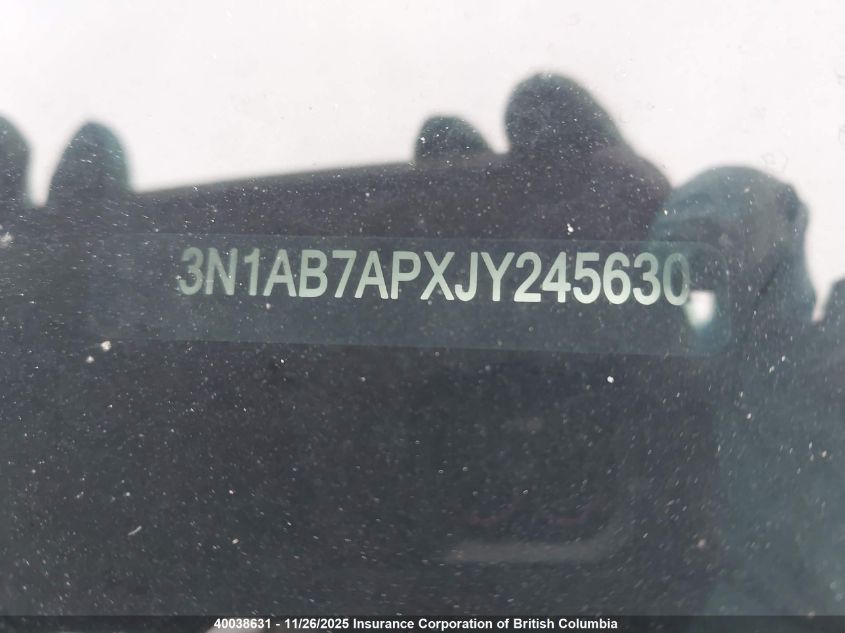2018 Nissan Sentra S/Sv/Sr/Sl VIN: 3N1AB7APXJY245630 Lot: 40038631