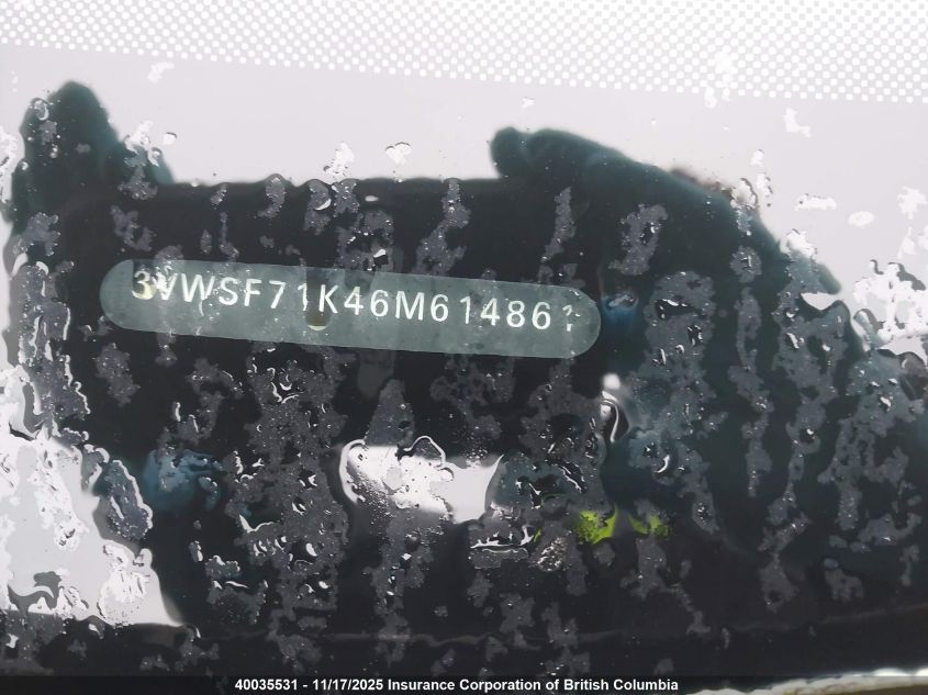 2006 Volkswagen Jetta 2.5 Option Package 1 VIN: 3VWSF71K46M614861 Lot: 40035531