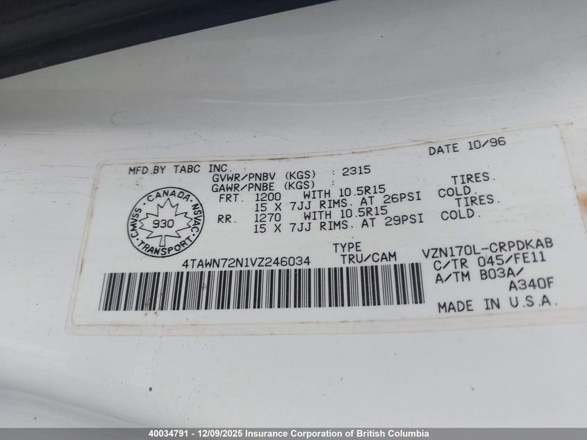 4TAWN72N1VZ246034 1997 TOYOTA TACOMA photo no. 9