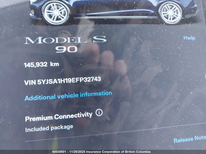 2014 Tesla Model S VIN: 5YJSA1H19EFP32743 Lot: 40038801