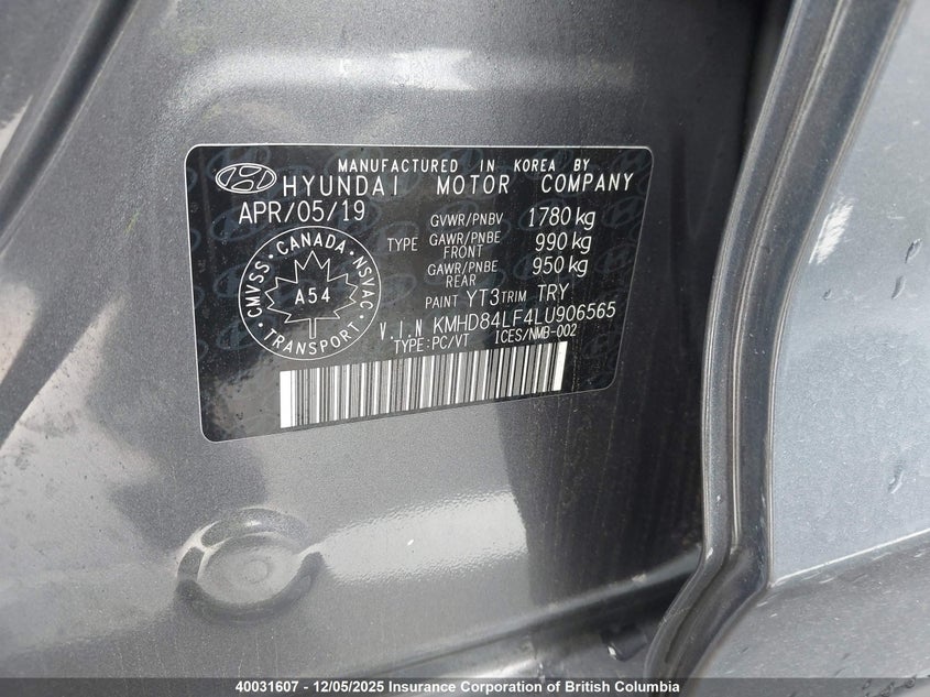 KMHD84LF4LU906565 2020 HYUNDAI ELANTRA photo no. 9