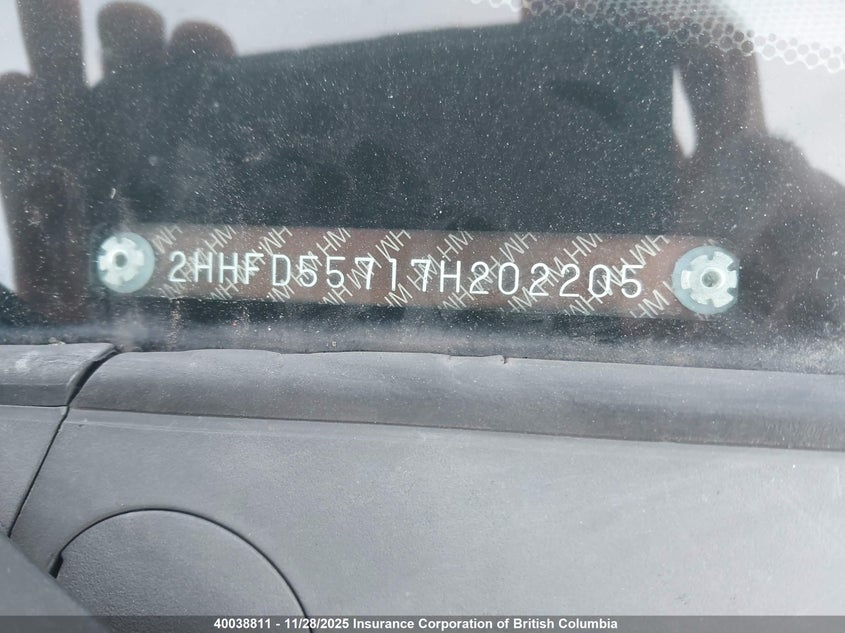 2007 Acura Csx VIN: 2HHFD55717H202205 Lot: 40038811