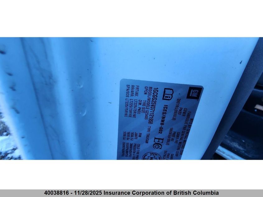 2007 Chevrolet Express G2500 VIN: 1GCGG25V371121958 Lot: 40038816