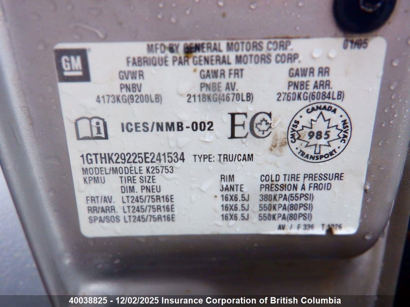 1GTHK29225E241534 2005 GMC SIERRA photo no. 5