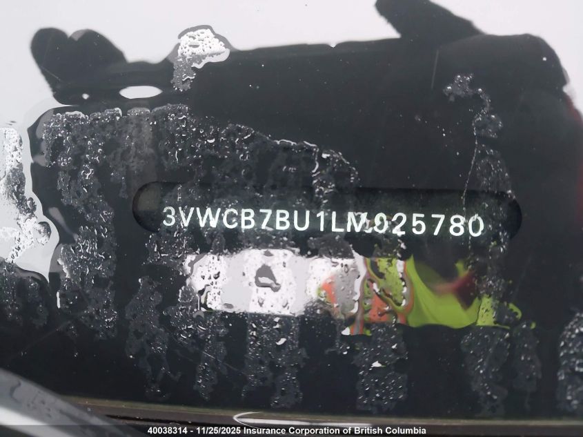 2020 Volkswagen Jetta S/Se/R-Line VIN: 3VWCB7BU1LM025780 Lot: 40038314