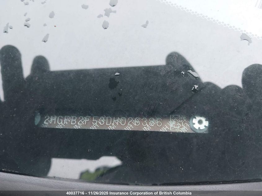 2013 Honda Civic Lx VIN: 2HGFB2F53DH026386 Lot: 40037716