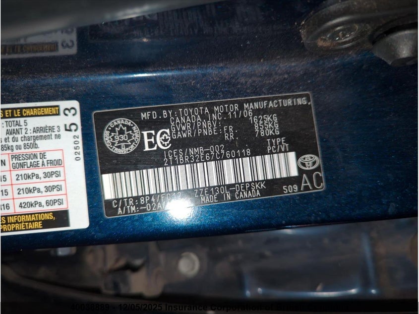 2T1BR32E67C760118 2007 TOYOTA COROLLA photo no. 9