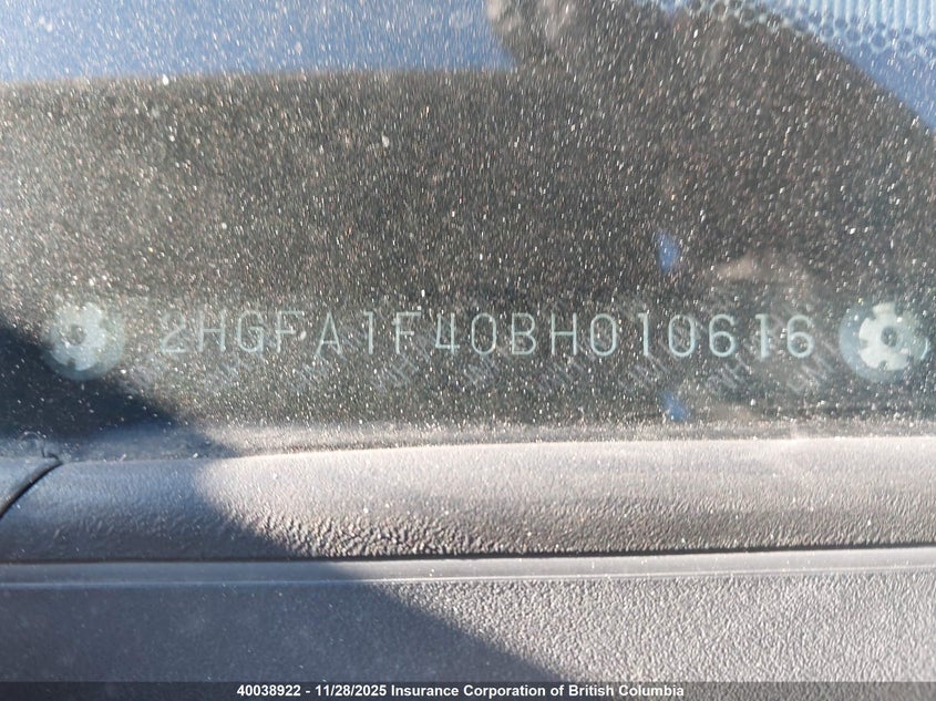 2011 Honda Civic VIN: 2HGFA1F40BH010616 Lot: 40038922