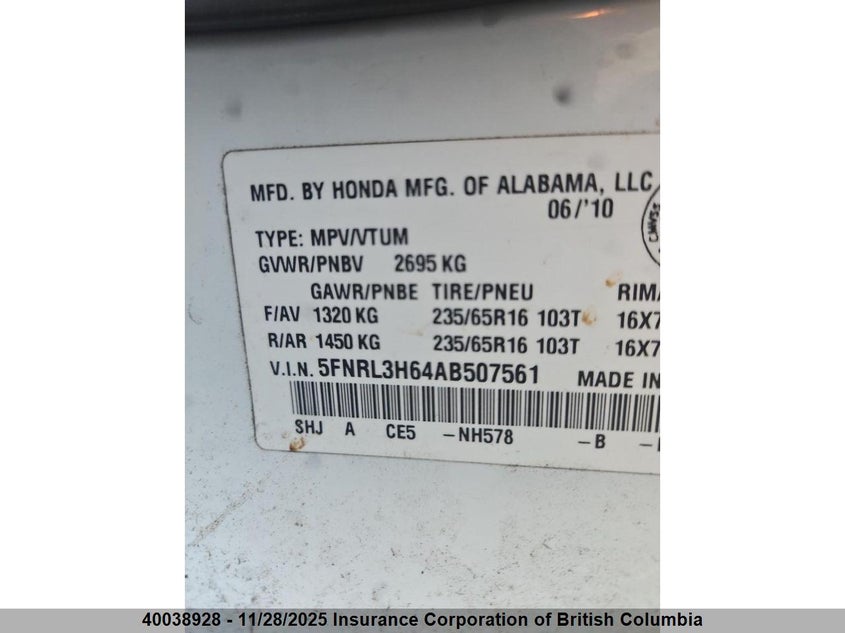5FNRL3H64AB507561 2010 HONDA ODYSSEY photo no. 6